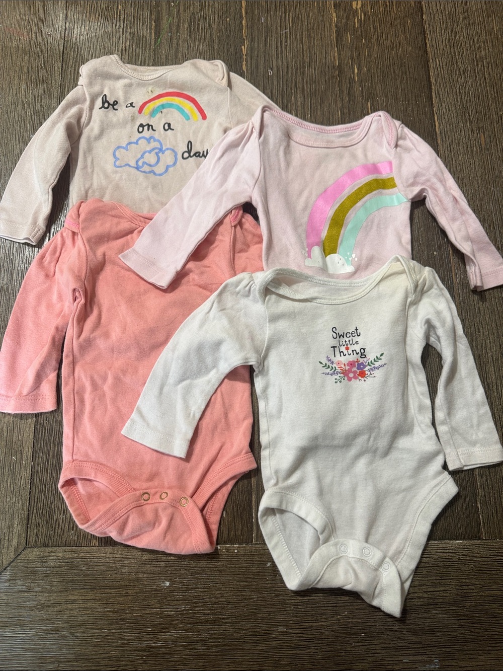 4-Piece Baby Girl Long Sleeve Bodysuit Bundle | 3-6 Months | Cloud Island & More